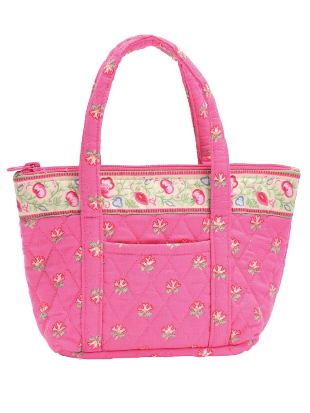 C&F Women's Small Quilted Pink Floral Teeny Tote Bag 9.5" x 6" NEW